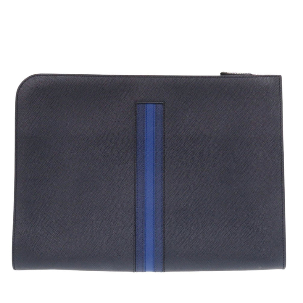 Prada Navy Leather Clutch Bag (Pre-Owned)