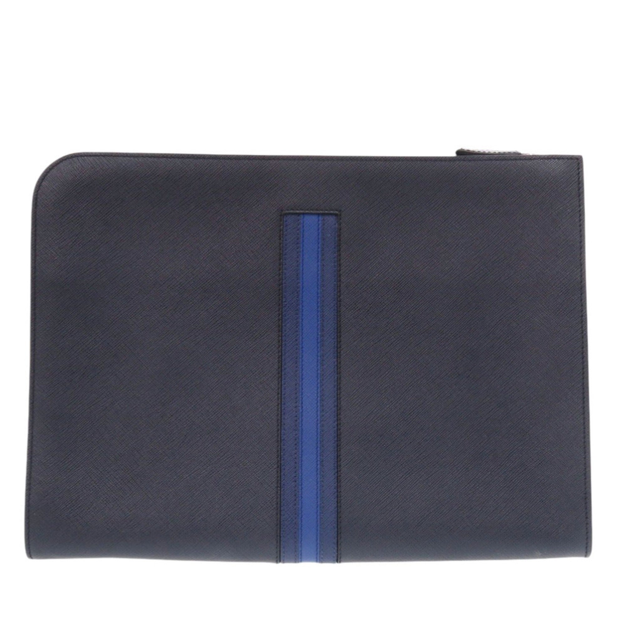 Prada Navy Leather Clutch Bag (Pre-Owned)