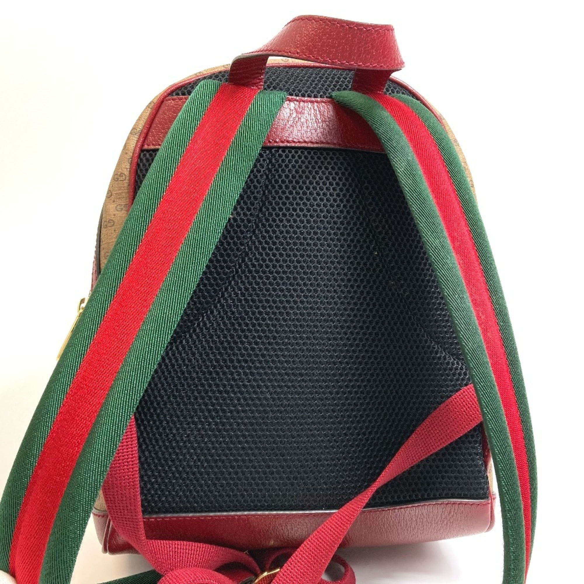 Gucci Beige Red Color Pvc Leather Backpack (Pre-Owned)