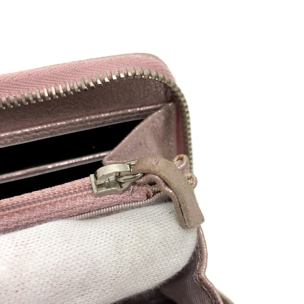 Chanel Pink Leather Long Wallet (Bi-Fold) (Pre-Owned)