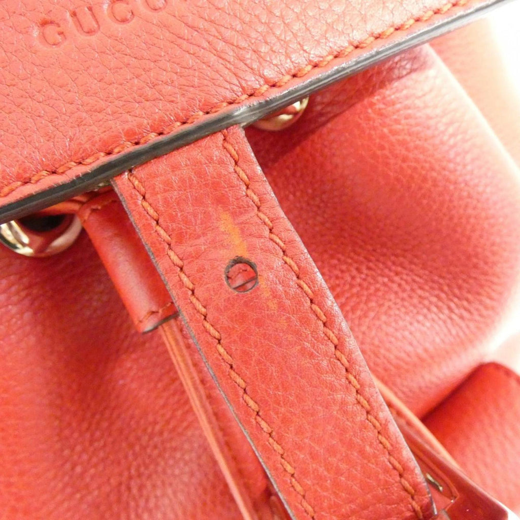 Gucci Red Color Leather Backpack (Pre-Owned)