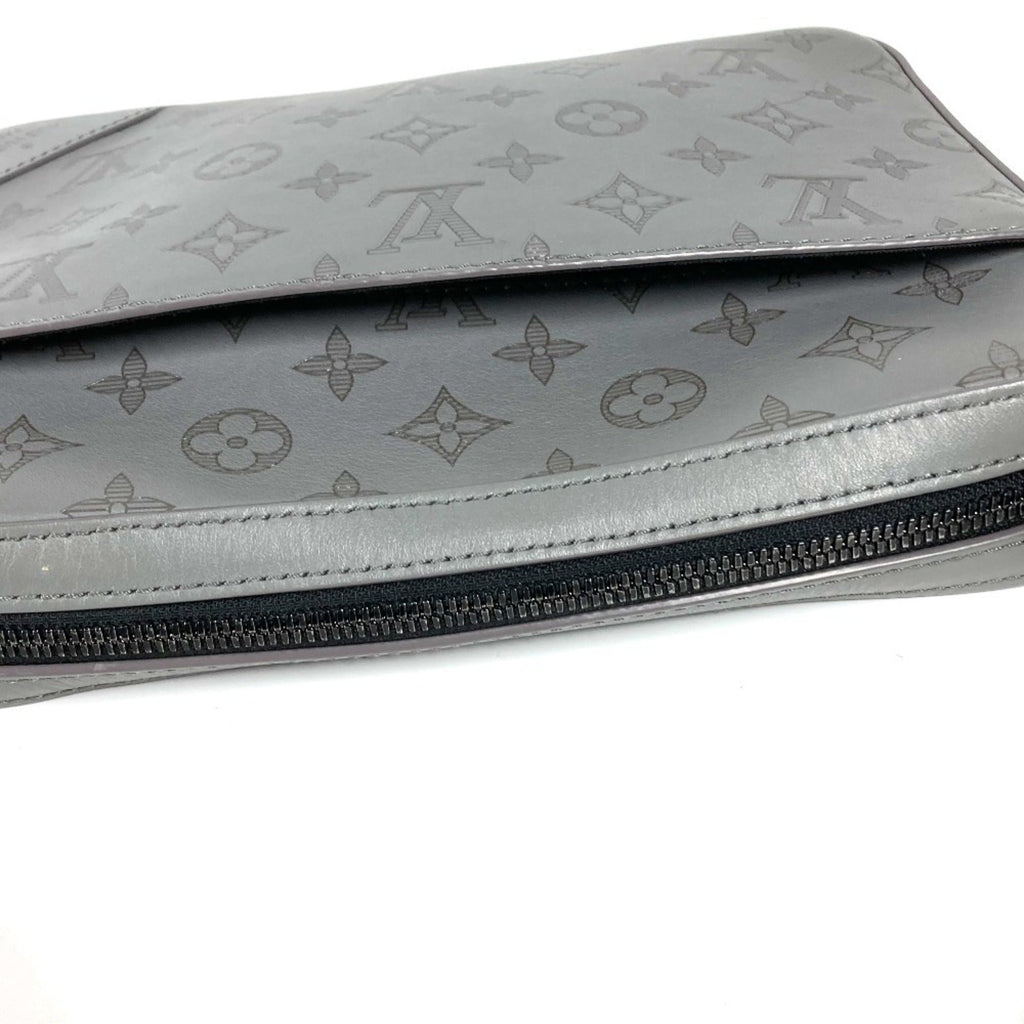 Louis Vuitton Gray Monogram Shadow Clutch Bag Shoulder Bag (Pre-Owned)