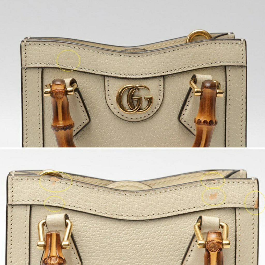 Gucci White Leather Shoulder Bag Tote Bag (Pre-Owned)