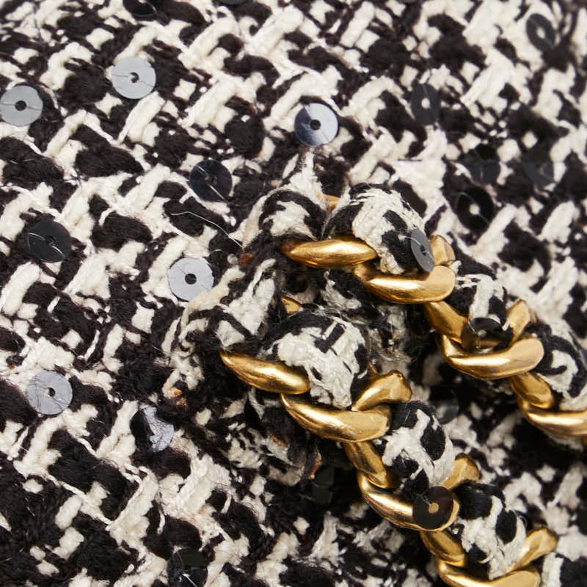 Chanel Black White Tweed Spangles Backpack (Pre-Owned)
