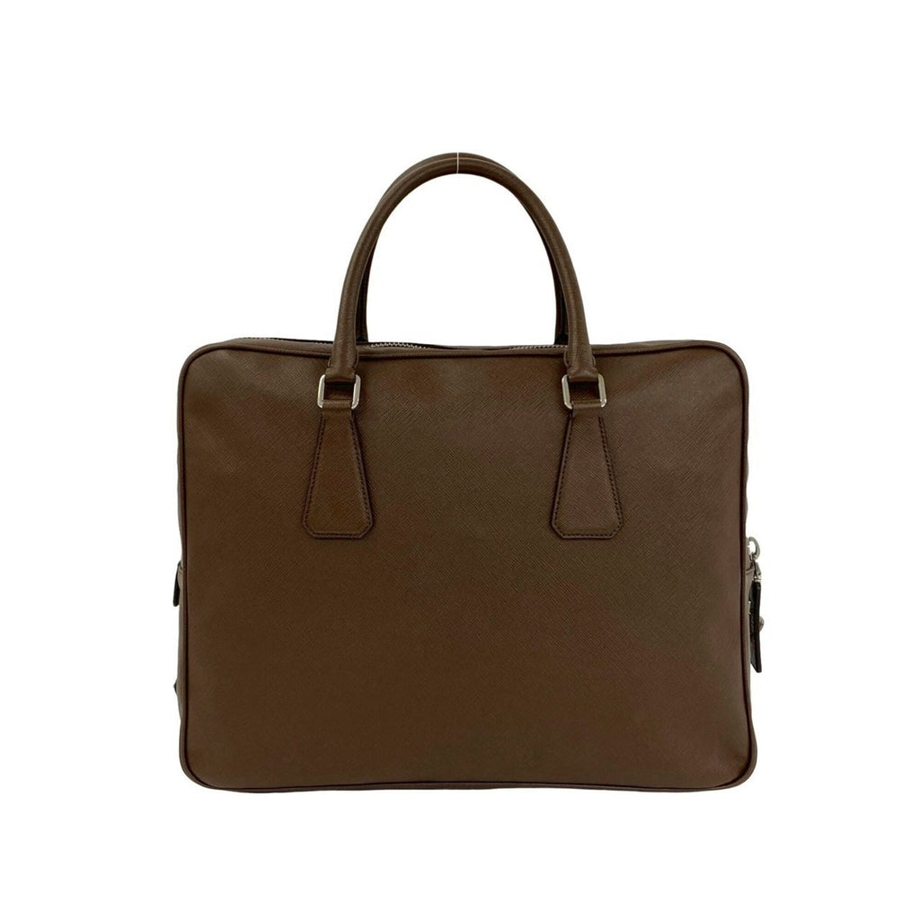 Prada Brown Leather Briefcase (Pre-Owned)
