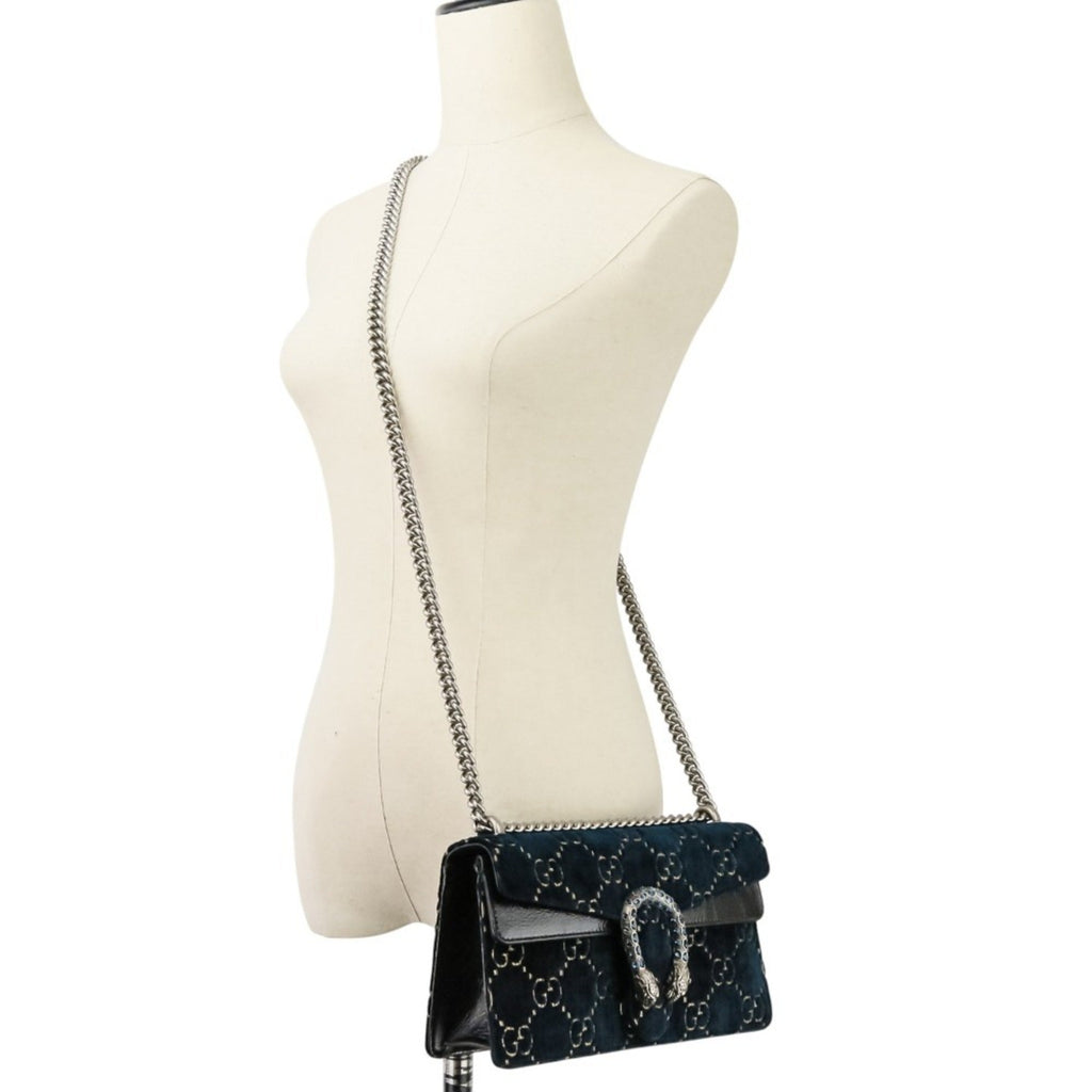 Gucci Navy Velvet Shoulder Bag (Pre-Owned)