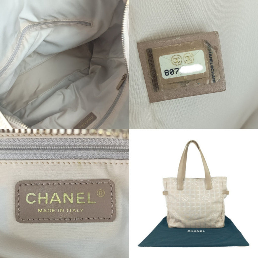 Chanel Beige Canvas Handbag Shoulder Bag Tote Bag (Pre-Owned)
