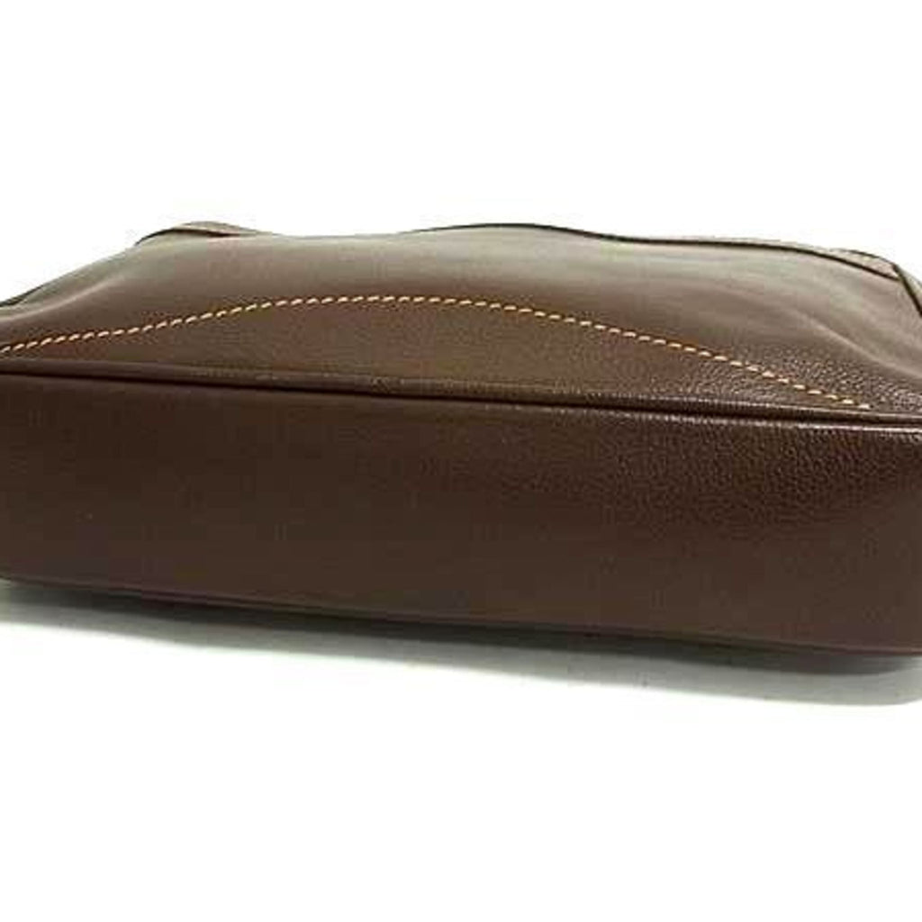 Gucci Brown Leather Clutch Bag Handbag (Pre-Owned)
