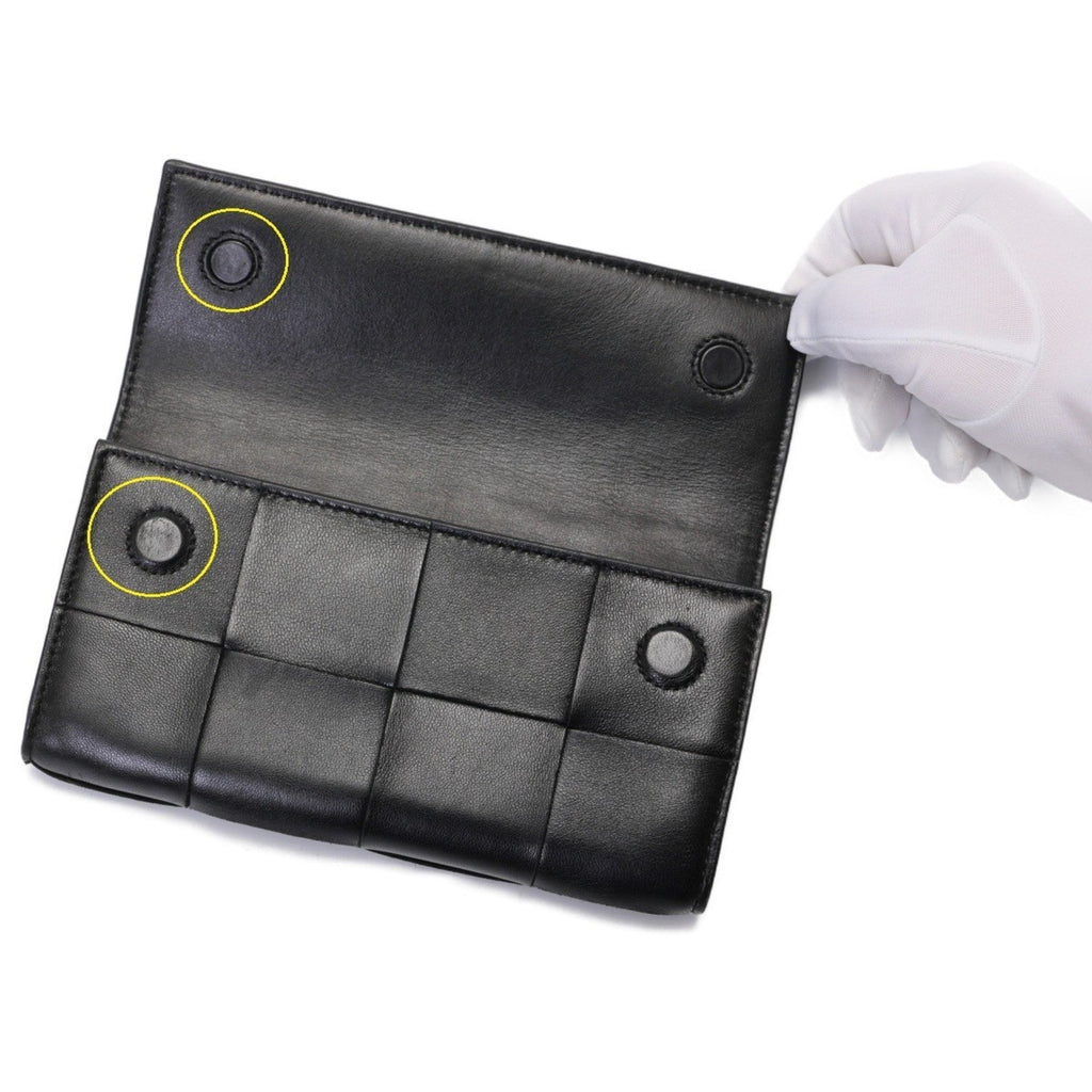 Bottega Veneta Black Leather Long Wallet (Bi-Fold) (Pre-Owned)