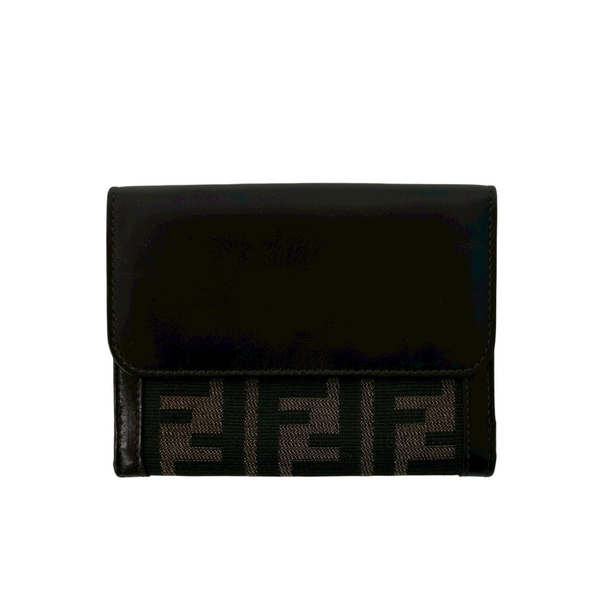 Fendi Black Brown Canvas Leather Wallet (Bi-Fold) (Pre-Owned)