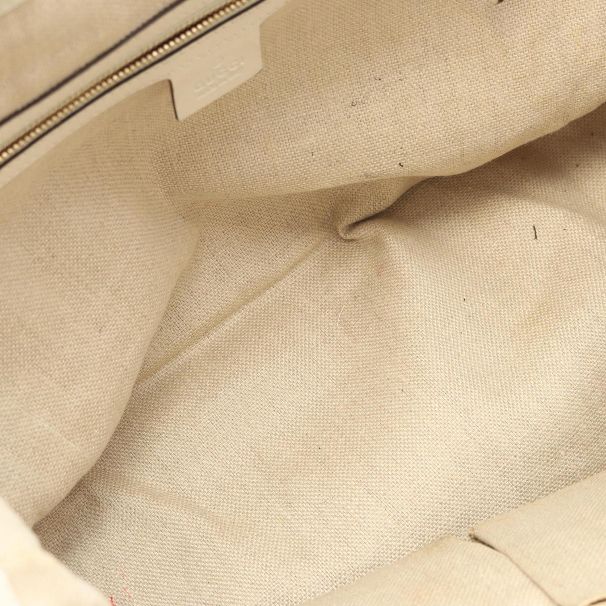 Gucci Beige Canvas Leather Tote Bag (Pre-Owned)