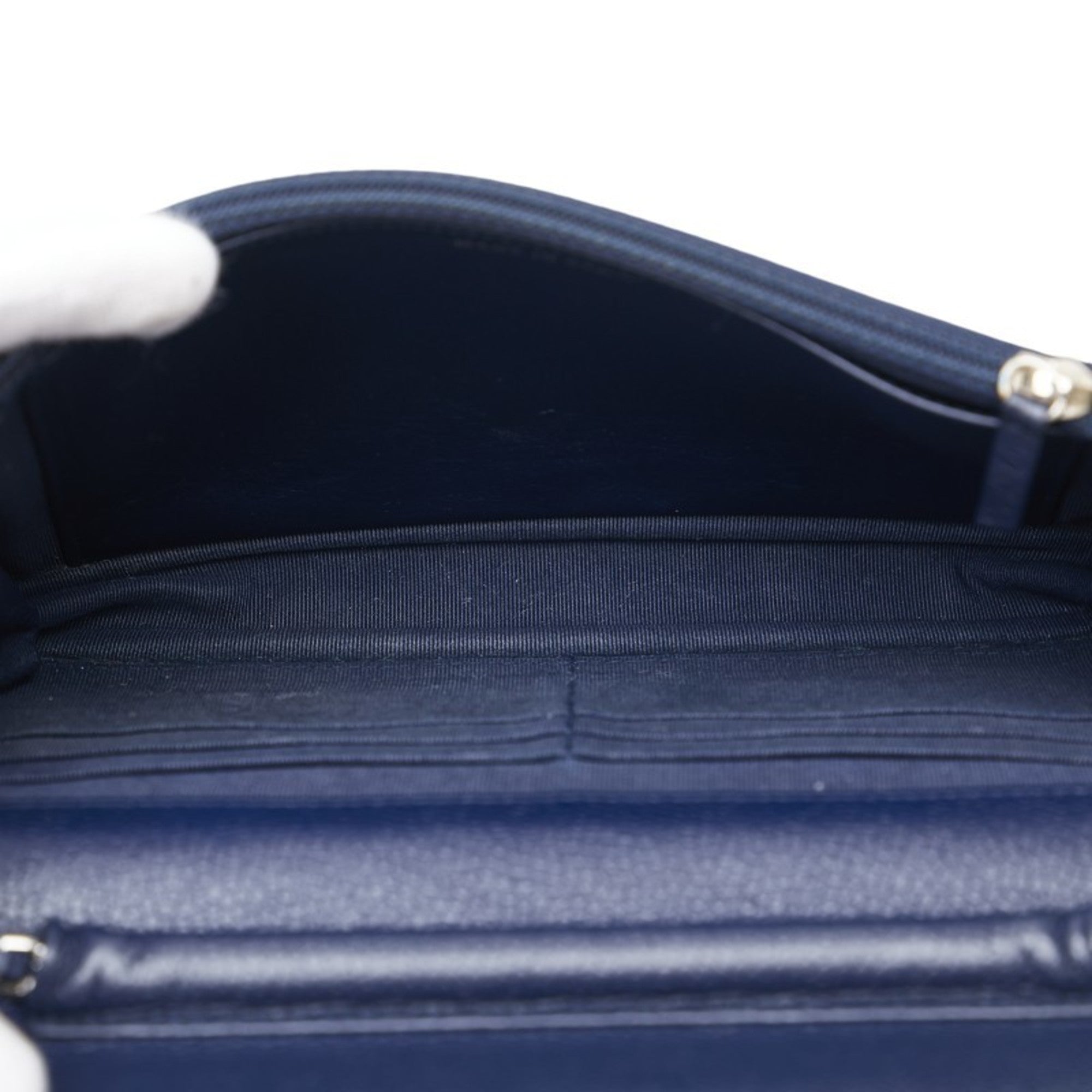 Chanel Navy Grained Calfskin Coin Purse/Coin Case (Pre-Owned)
