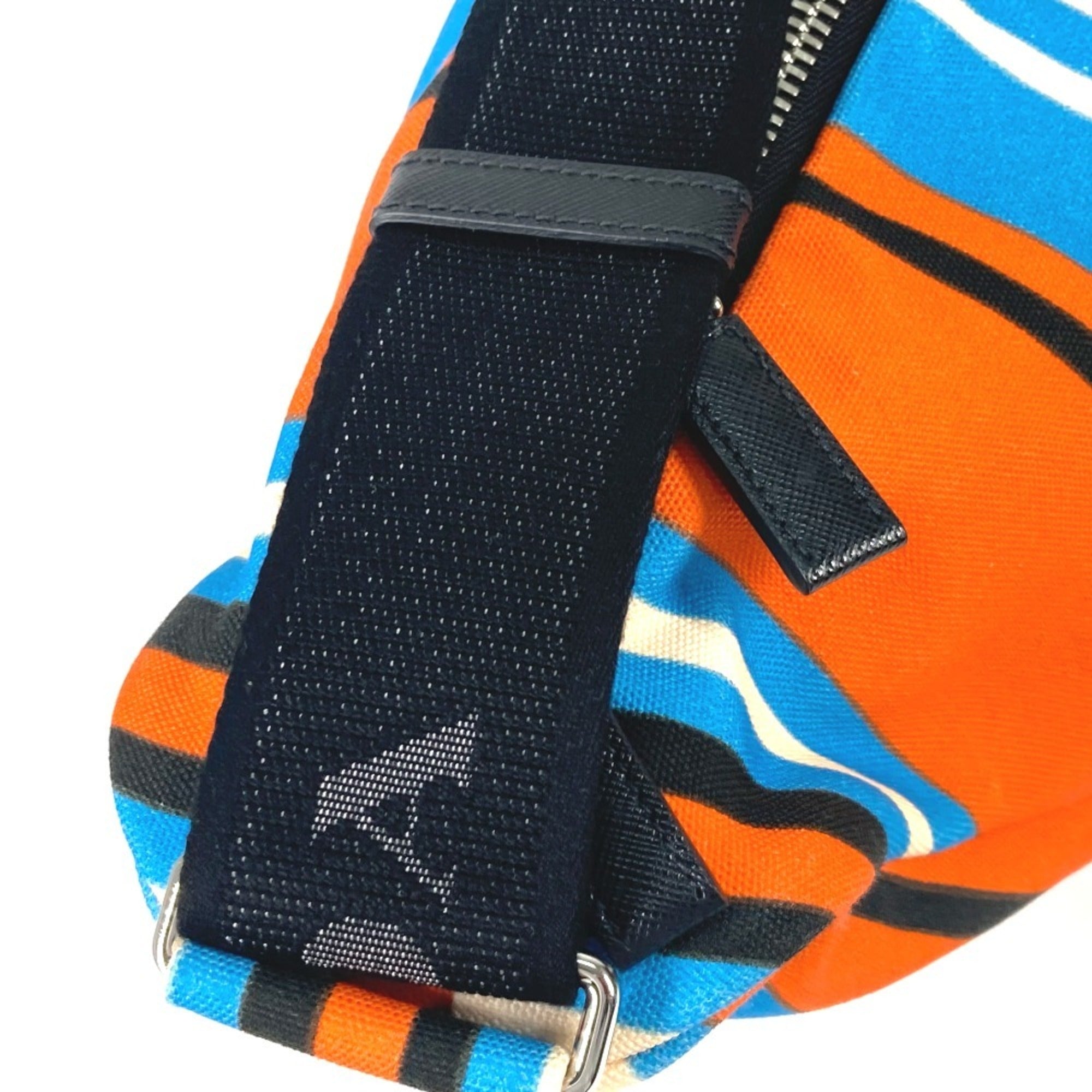 Prada Black Blue Orange Canvas Shoulder Bag Sling Bag (Pre-Owned)