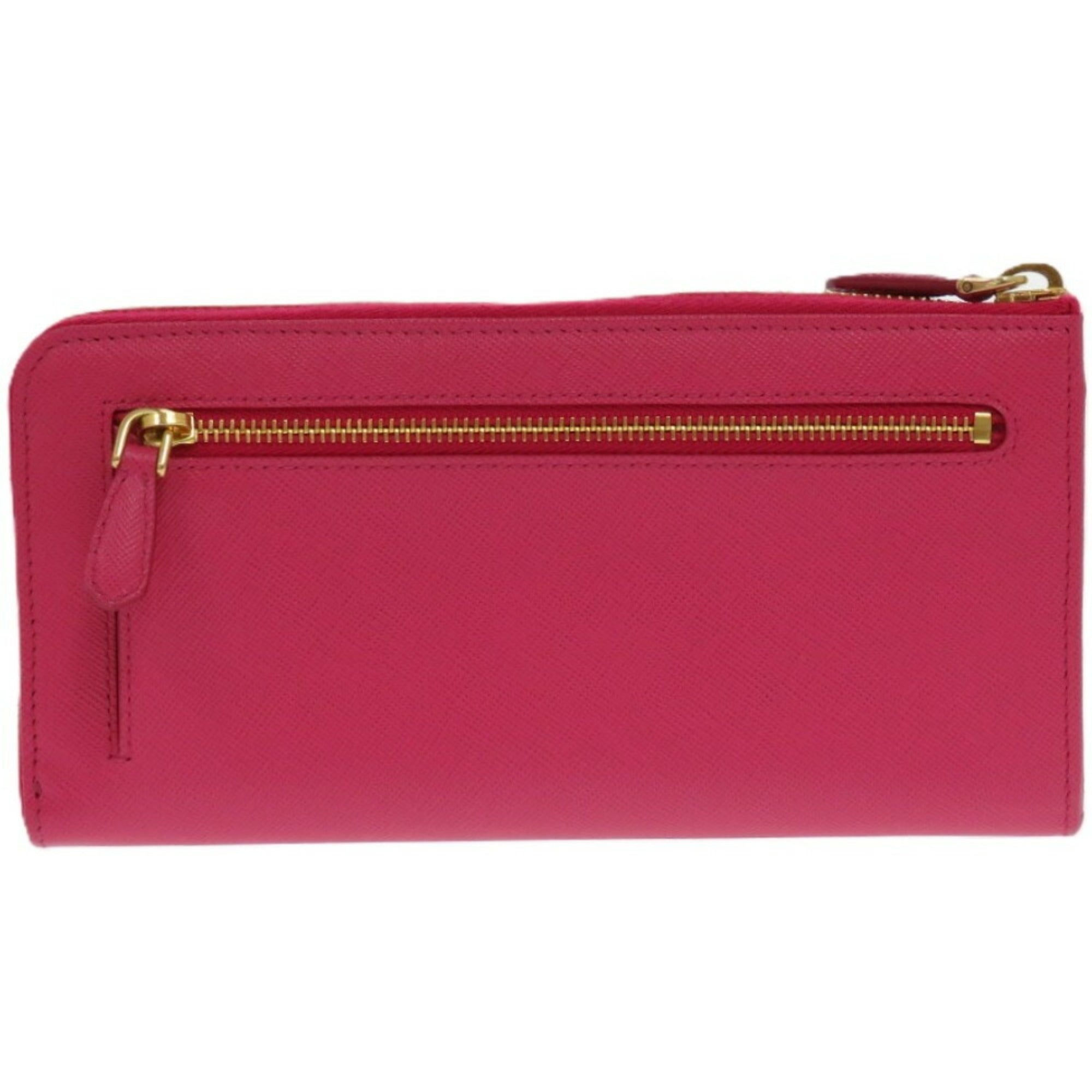 Prada Pink Leather Long Wallet (Bi-Fold) (Pre-Owned)