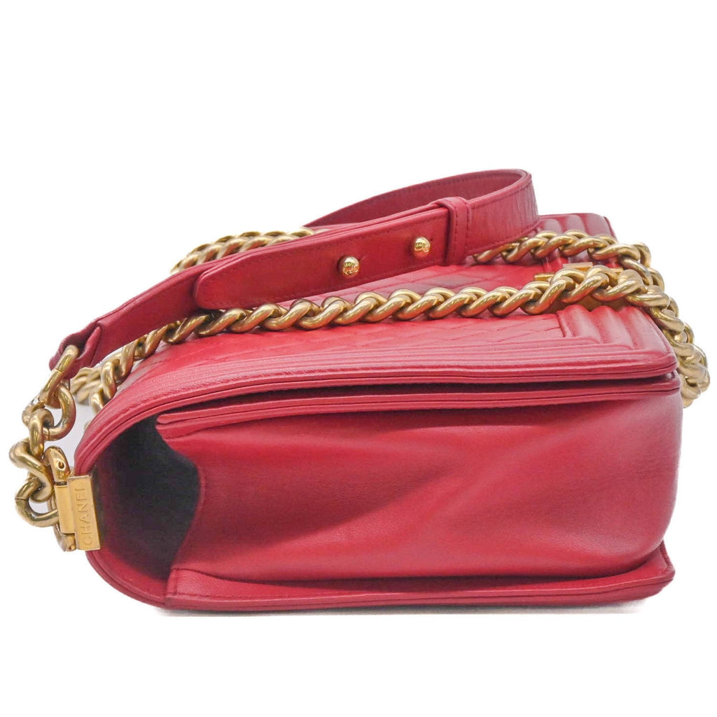 Chanel Red Color Leather Shoulder Bag (Pre-Owned)