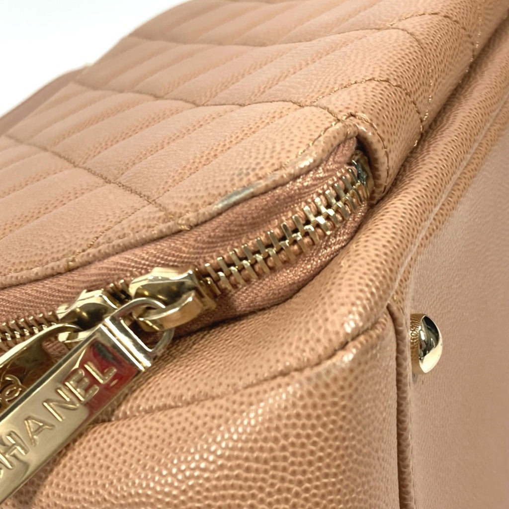 Chanel Beige Grained Calfskin Shoulder Bag Tote Bag (Pre-Owned)