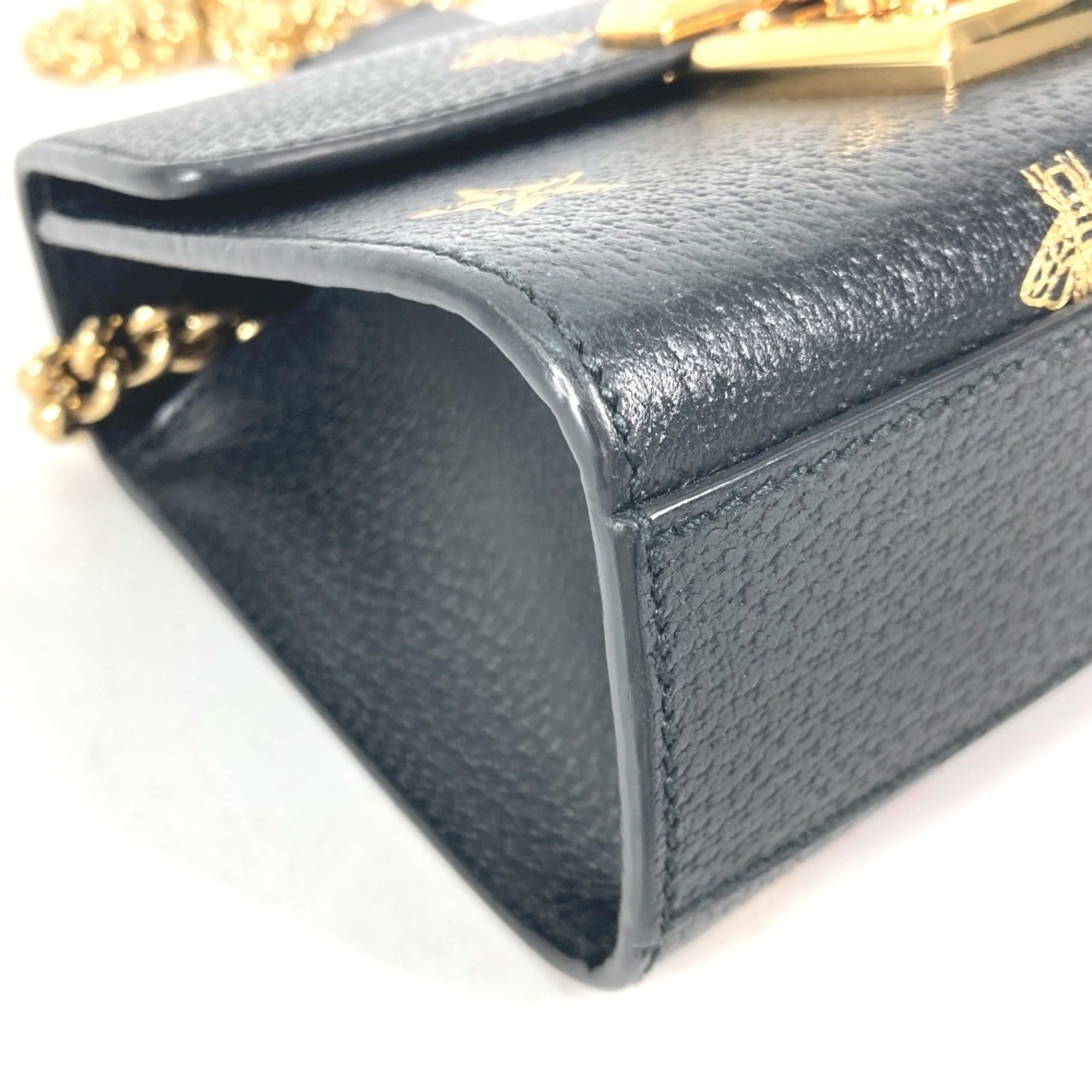 Gucci Black Gold Leather Pochette Shoulder Bag (Pre-Owned)