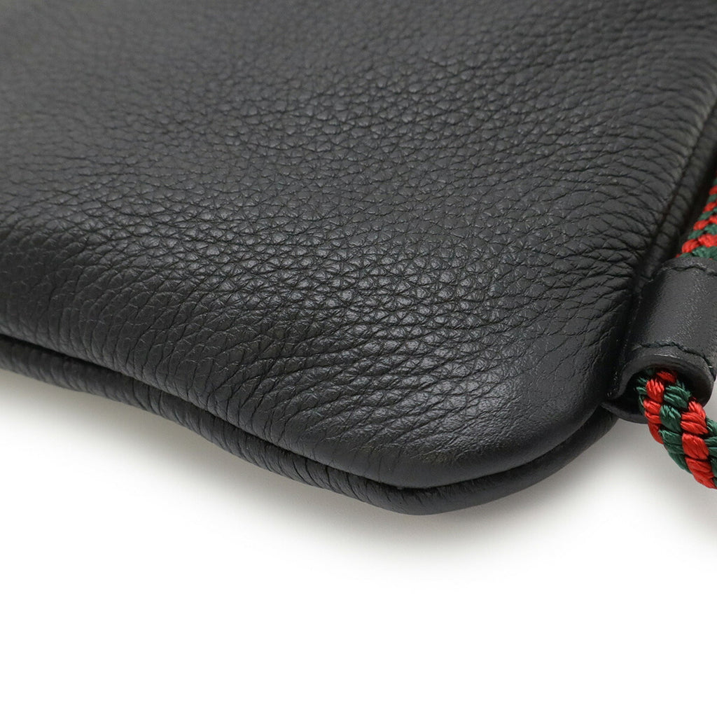 Gucci Black Green Red Color Leather Backpack (Pre-Owned)