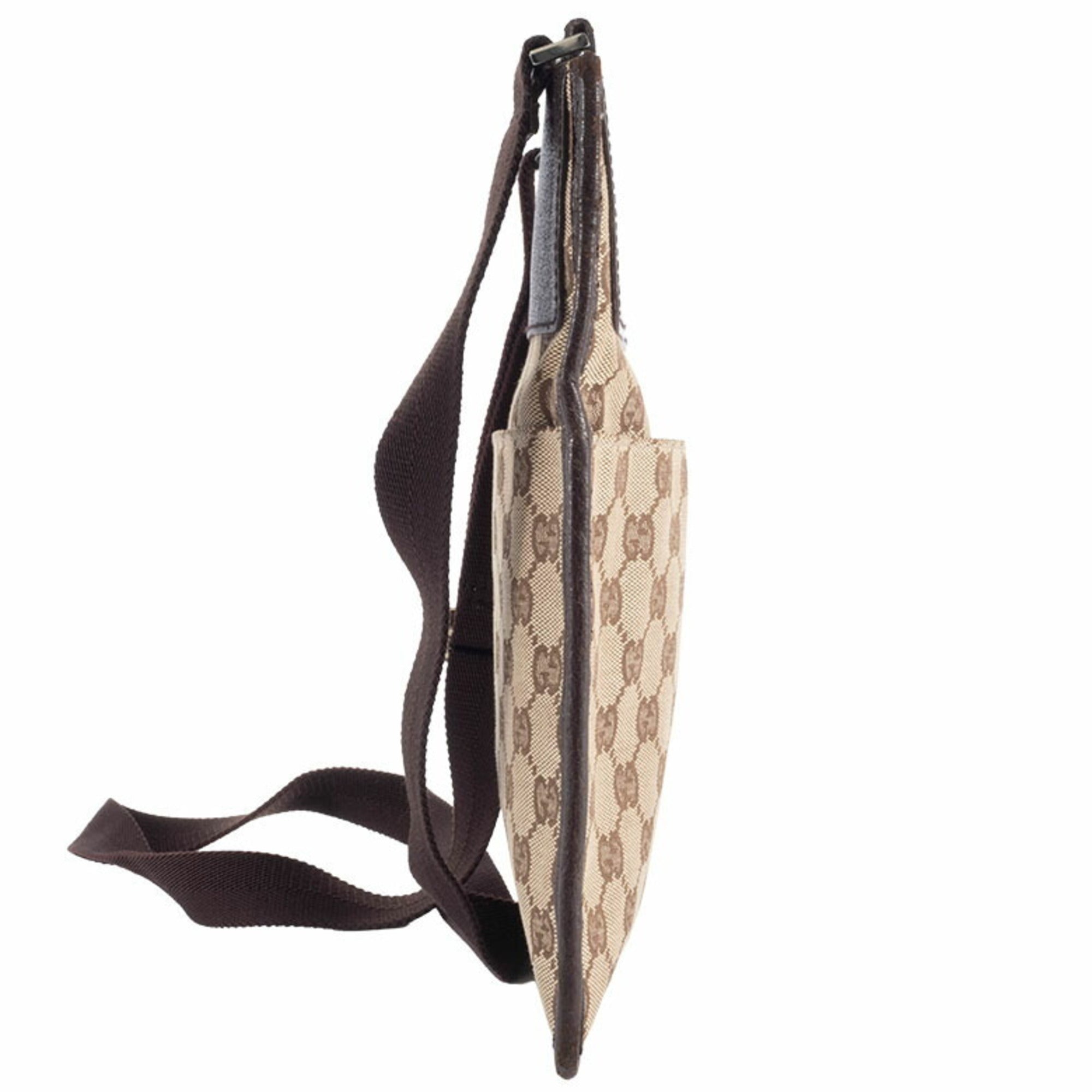 Gucci Gg Canvas Beige Brown Gg Canvas Leather Shoulder Bag (Pre-Owned)