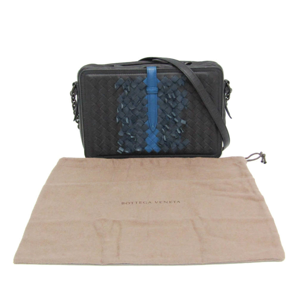 Bottega Veneta Belt Flap Camera Bag Intrecciato Nappa Navy Leather Shoulder Bag Bag (Pre-Owned)