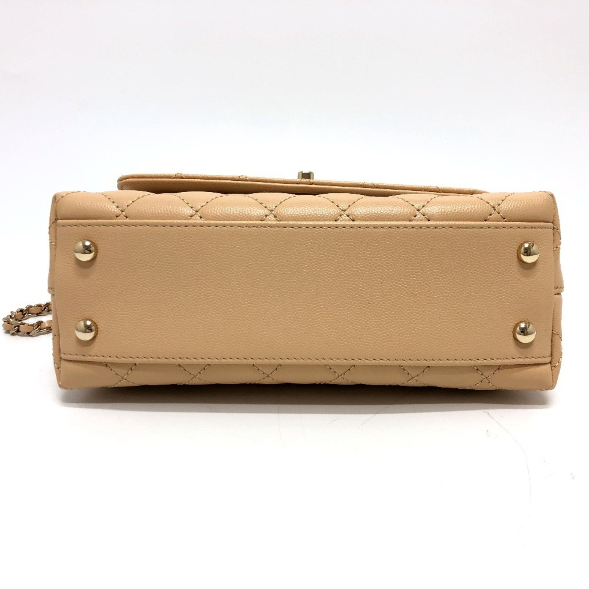 Chanel Beige Grained Calfskin Handbag Shoulder Bag (Pre-Owned)