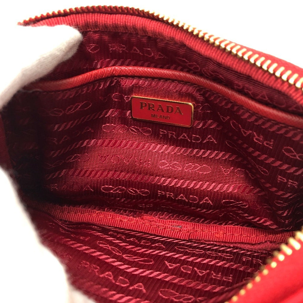 Prada Red Color Nylon Pochette Shoulder Bag (Pre-Owned)