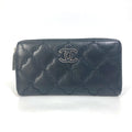 Chanel Black Leather Long Wallet (Bi-Fold) (Pre-Owned)