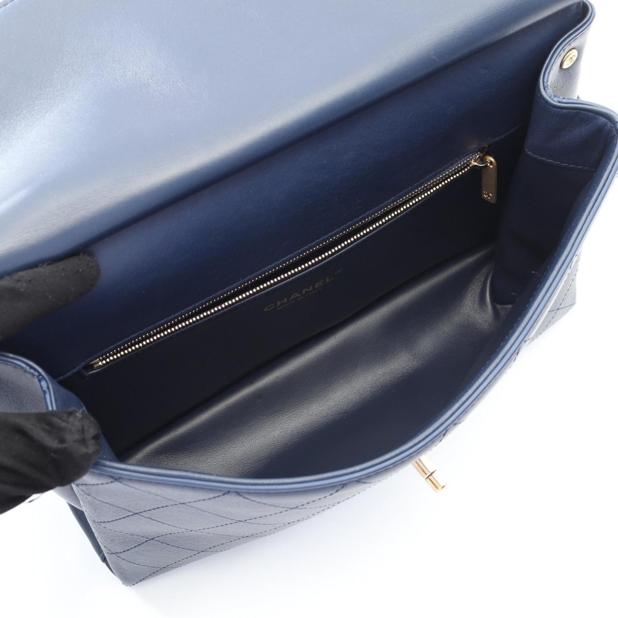 Chanel Navy Leather Shoulder Bag (Pre-Owned)