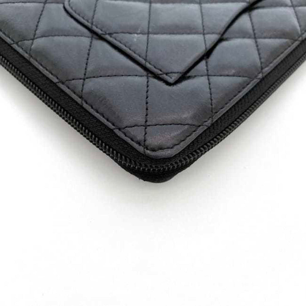 Chanel Black Leather Long Wallet (Bi-Fold) (Pre-Owned)