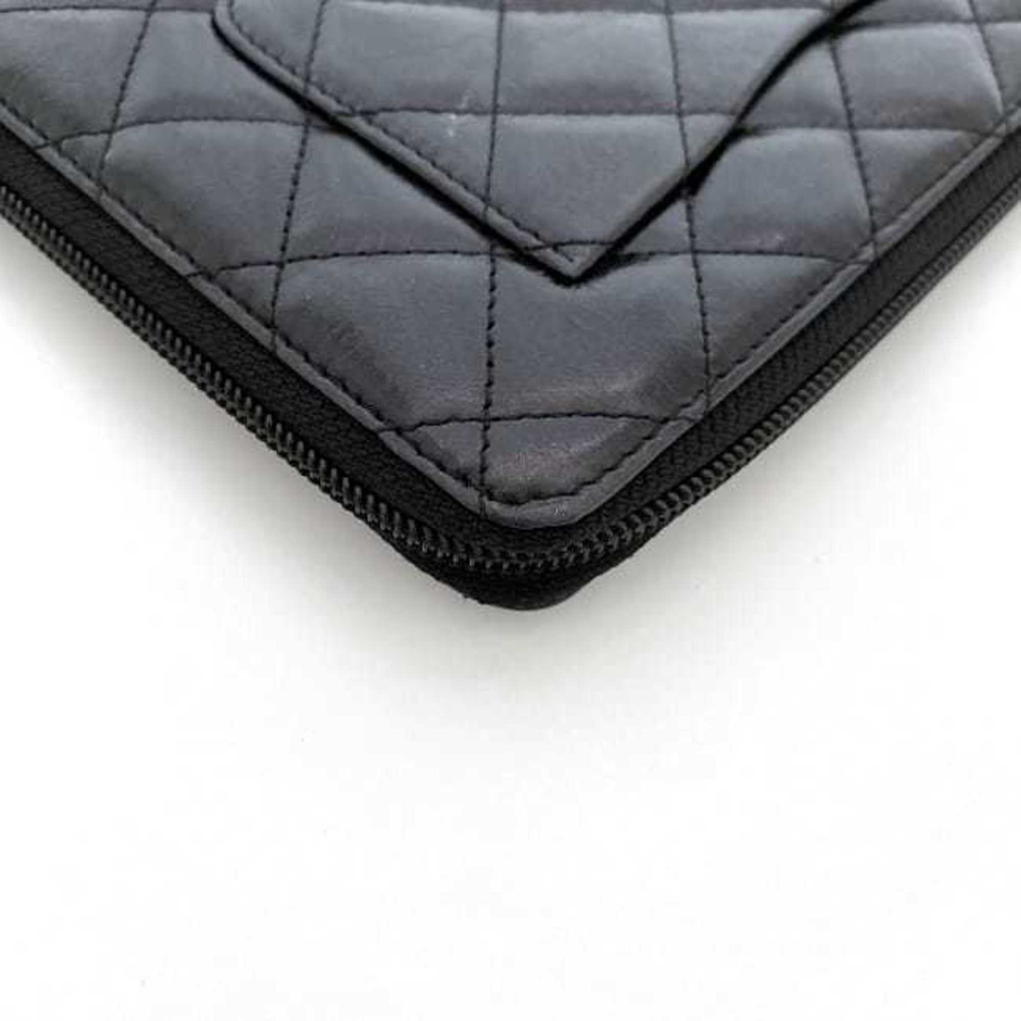 Chanel Black Leather Long Wallet (Bi-Fold) (Pre-Owned)