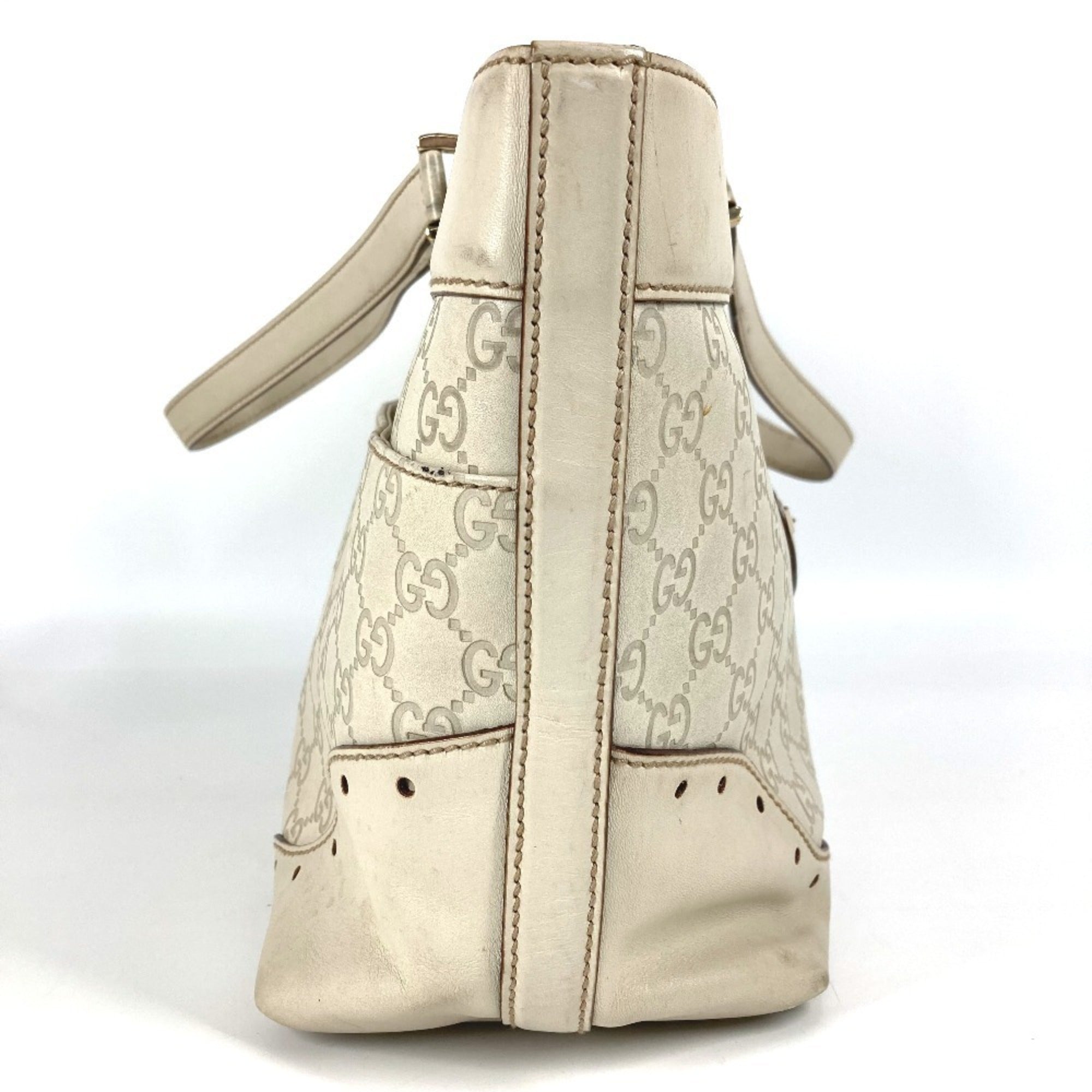 Gucci Off-White Leather Shoulder Bag Tote Bag (Pre-Owned)
