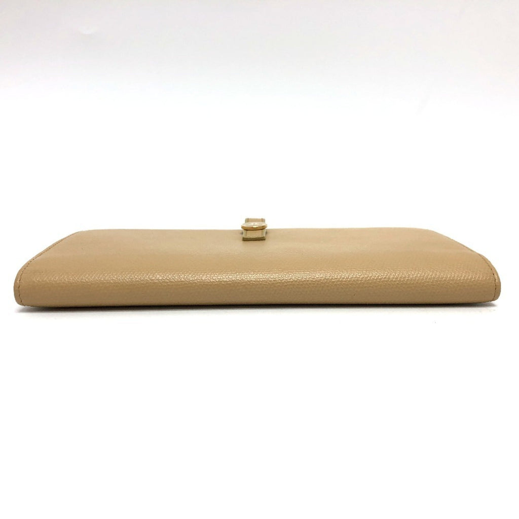 Chanel Beige Leather Long Wallet (Bi-Fold) (Pre-Owned)