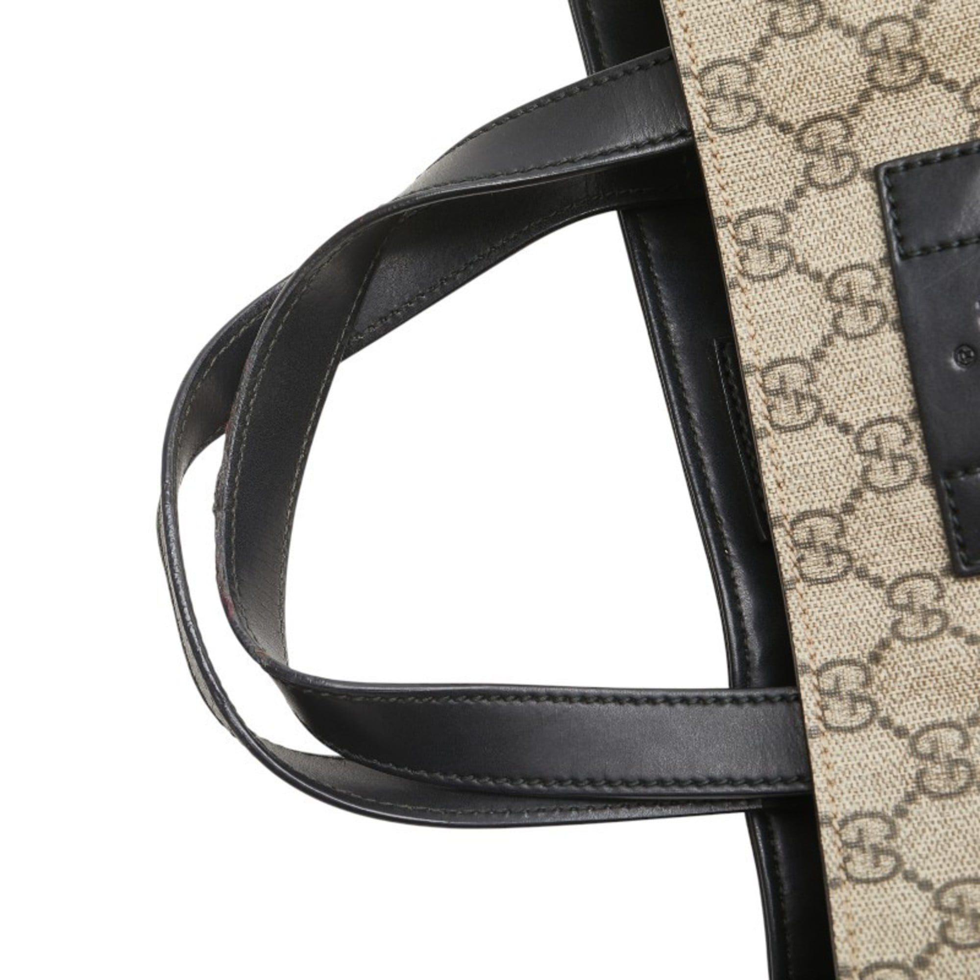 Gucci Beige Black Pvc Leather Shoulder Bag Tote Bag (Pre-Owned)