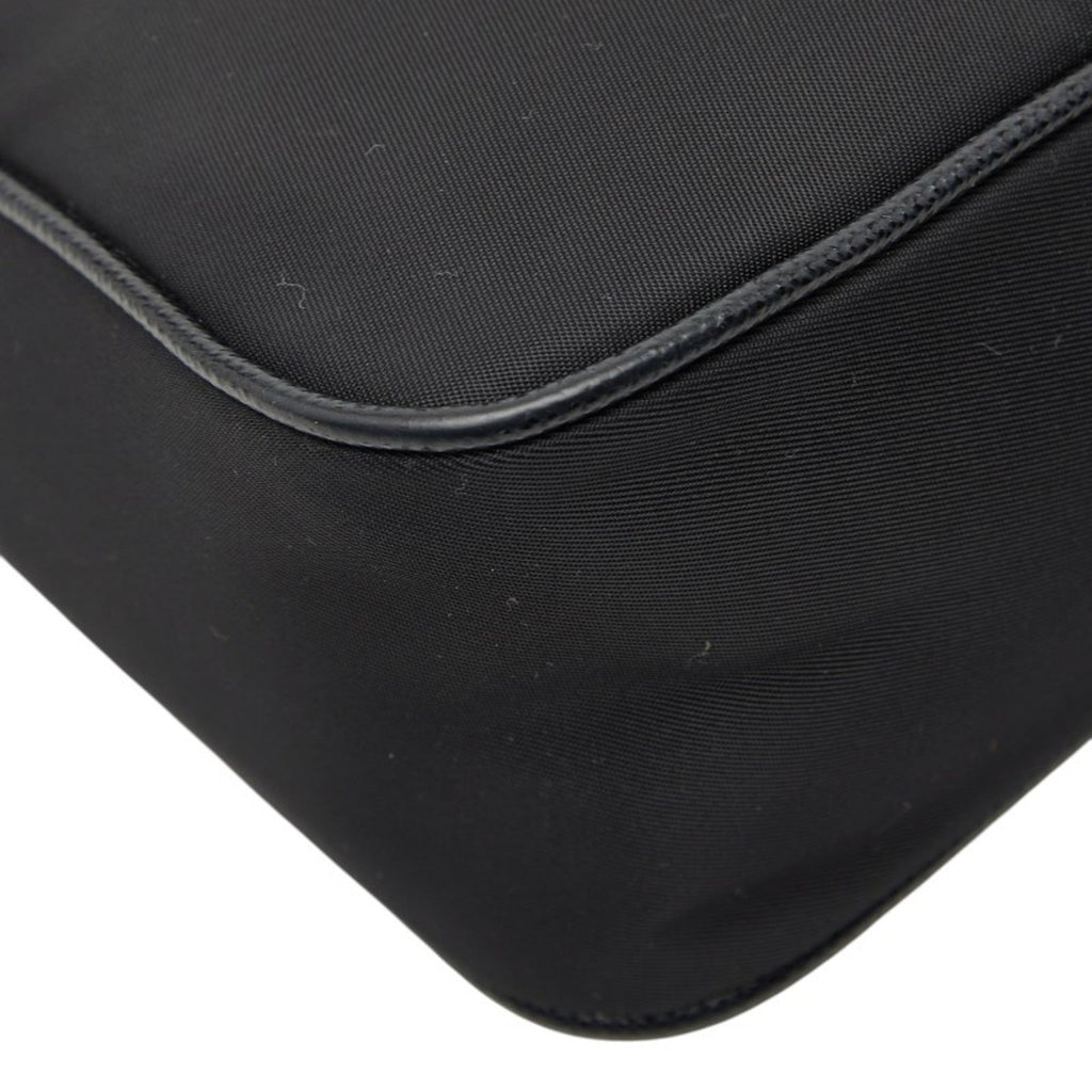 Prada Black Nylon Leather Handbag Shoulder Bag (Pre-Owned)