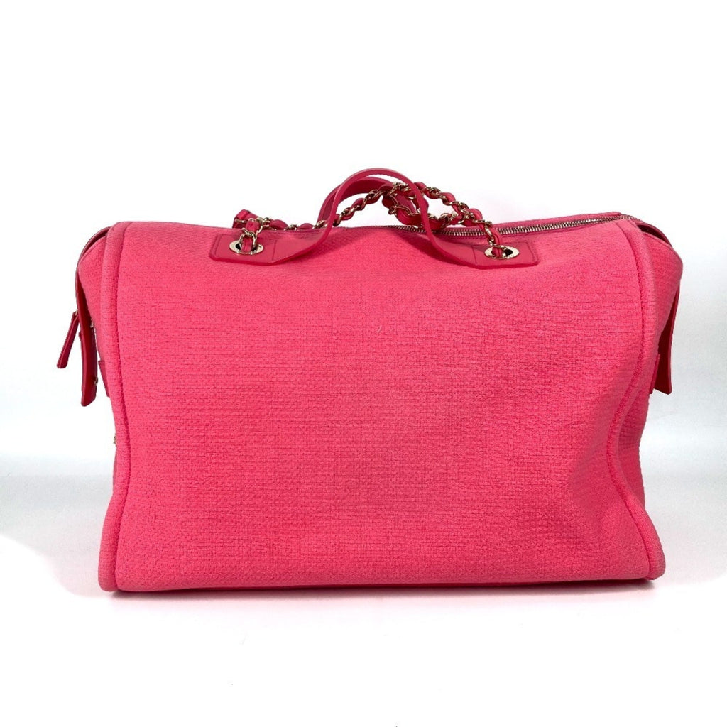 Chanel Pink Canvas Boston Bag Handbag Shoulder Bag (Pre-Owned)