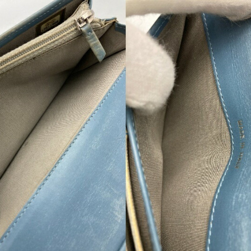 Chanel Light Blue Leather Long Wallet (Bi-Fold) (Pre-Owned)