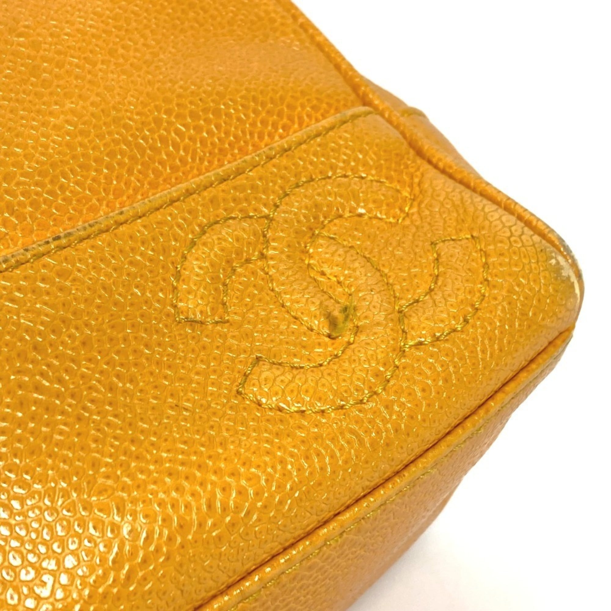Chanel Yellow Grained Calfskin Shoulder Bag Tote Bag (Pre-Owned)