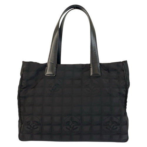 Chanel Black Nylon Leather Shoulder Bag Tote Bag (Pre-Owned)