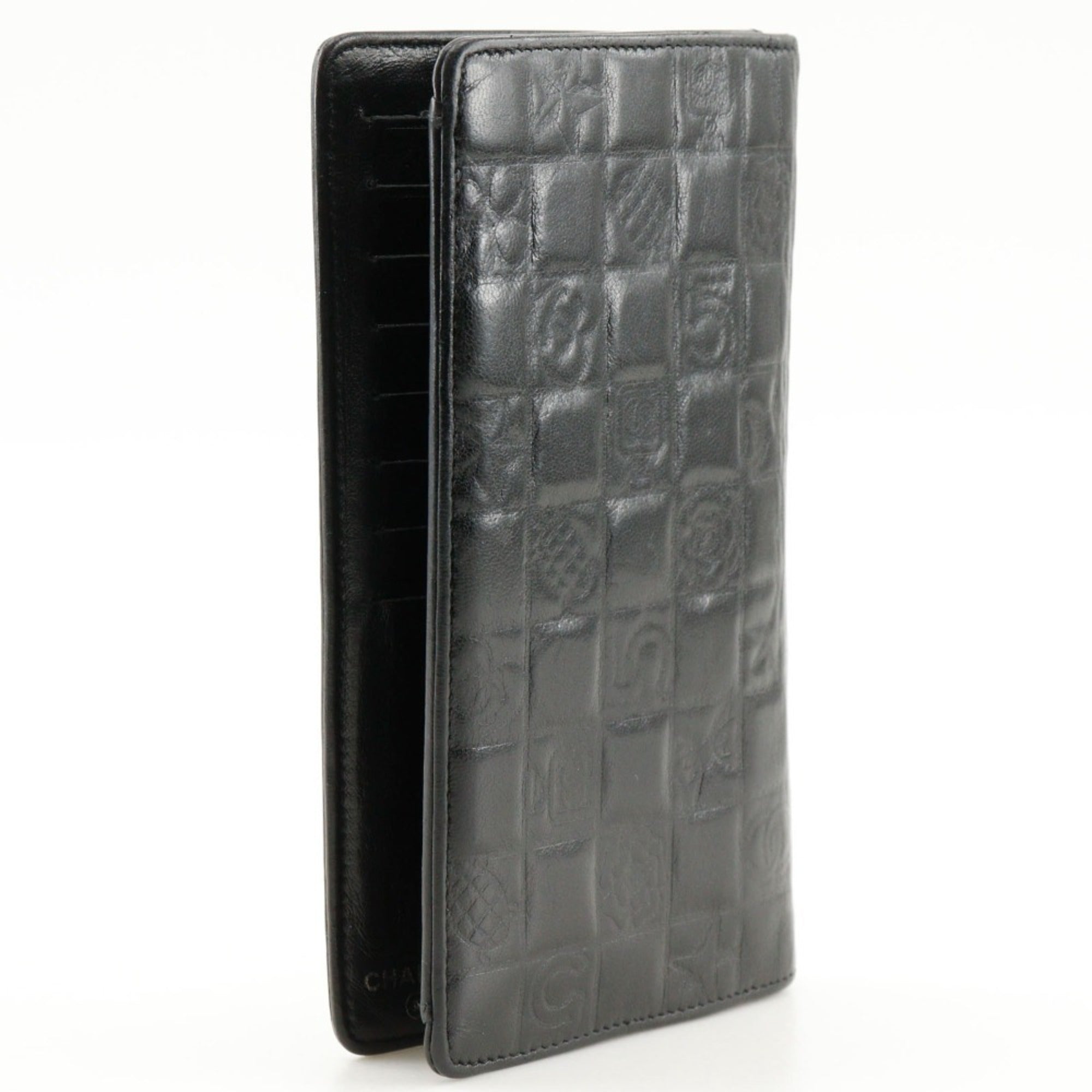 Chanel Black Leather Long Wallet (Bi-Fold) (Pre-Owned)