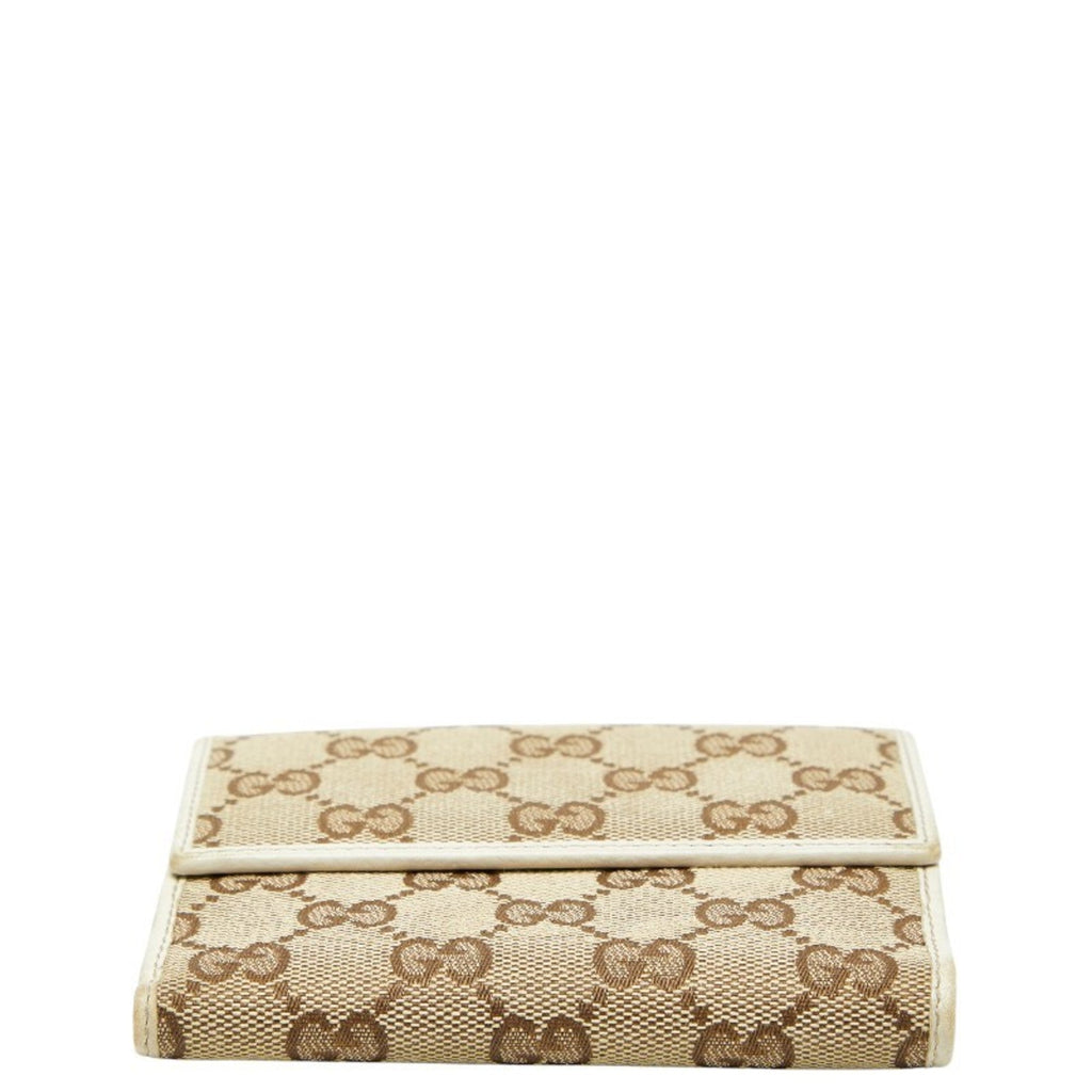 Gucci Beige Ivory Canvas Leather Wallet (Bi-Fold) (Pre-Owned)