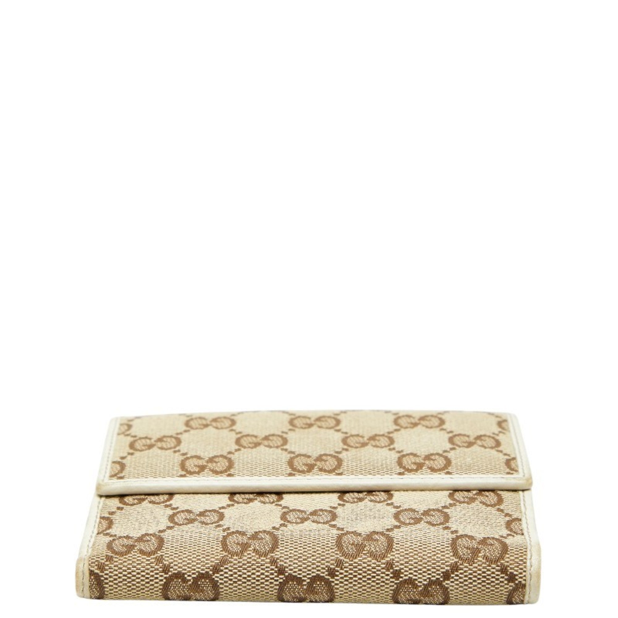 Gucci Beige Ivory Canvas Leather Wallet (Bi-Fold) (Pre-Owned)