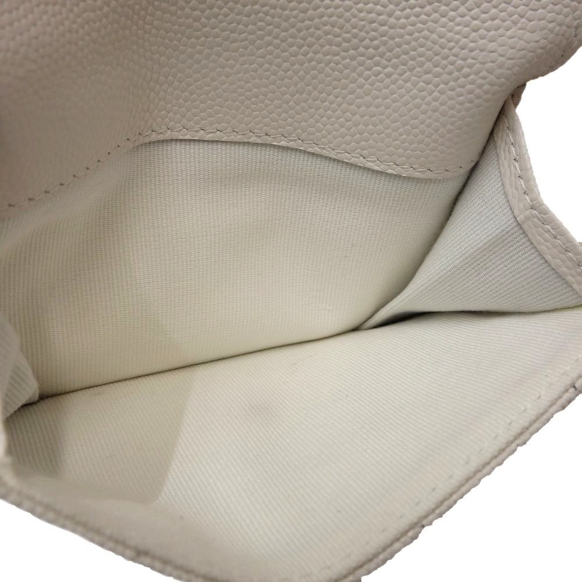 Chanel White Grained Calfskin Wallet (Tri-Fold) (Pre-Owned)