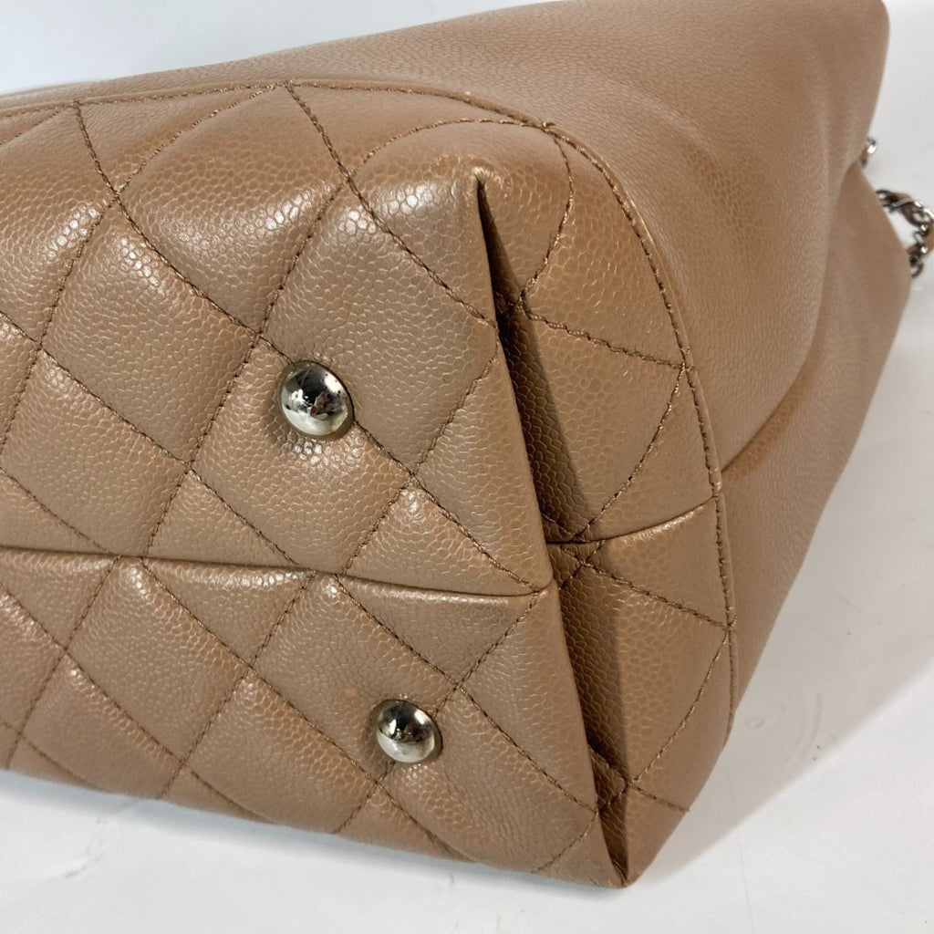 Chanel Beige Grained Calfskin Shoulder Bag Tote Bag (Pre-Owned)