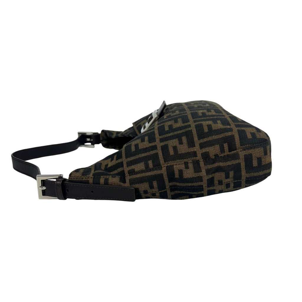 Fendi Black Brown Canvas Leather Shoulder Bag (Pre-Owned)