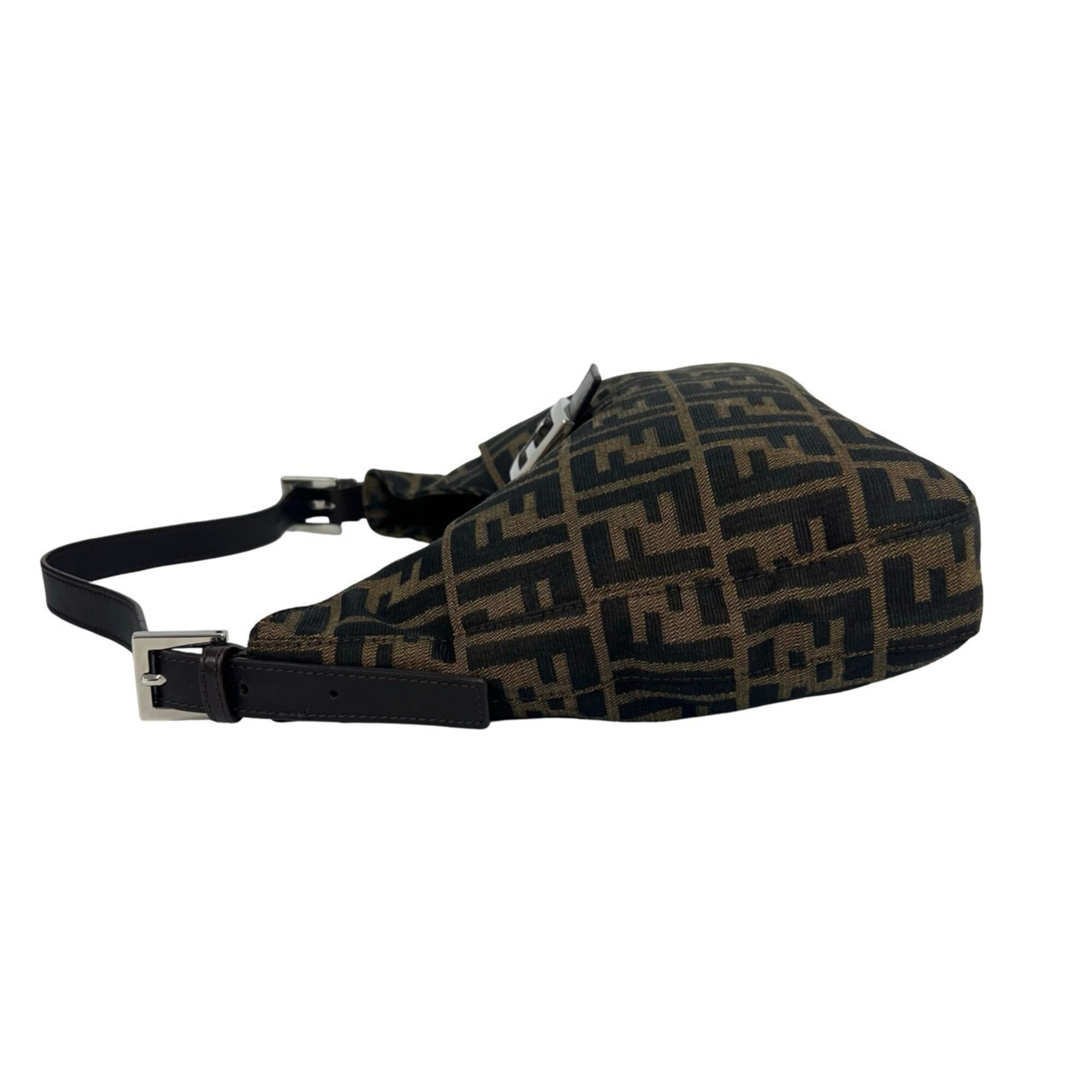 Fendi Black Brown Canvas Leather Shoulder Bag (Pre-Owned)