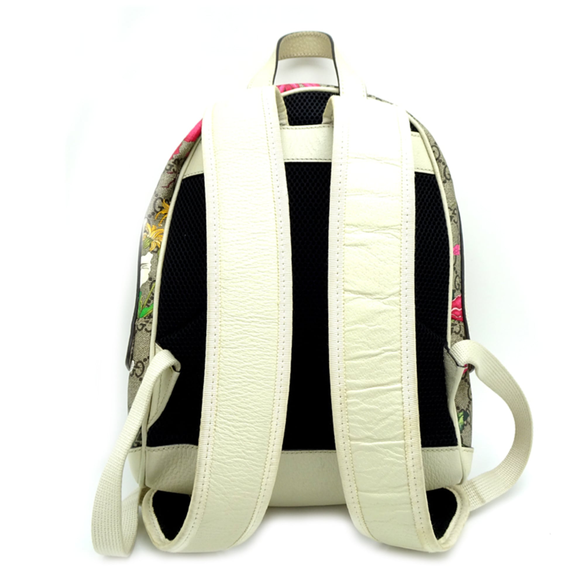 Gucci Beige White Gg Supreme Leather Backpack (Pre-Owned)