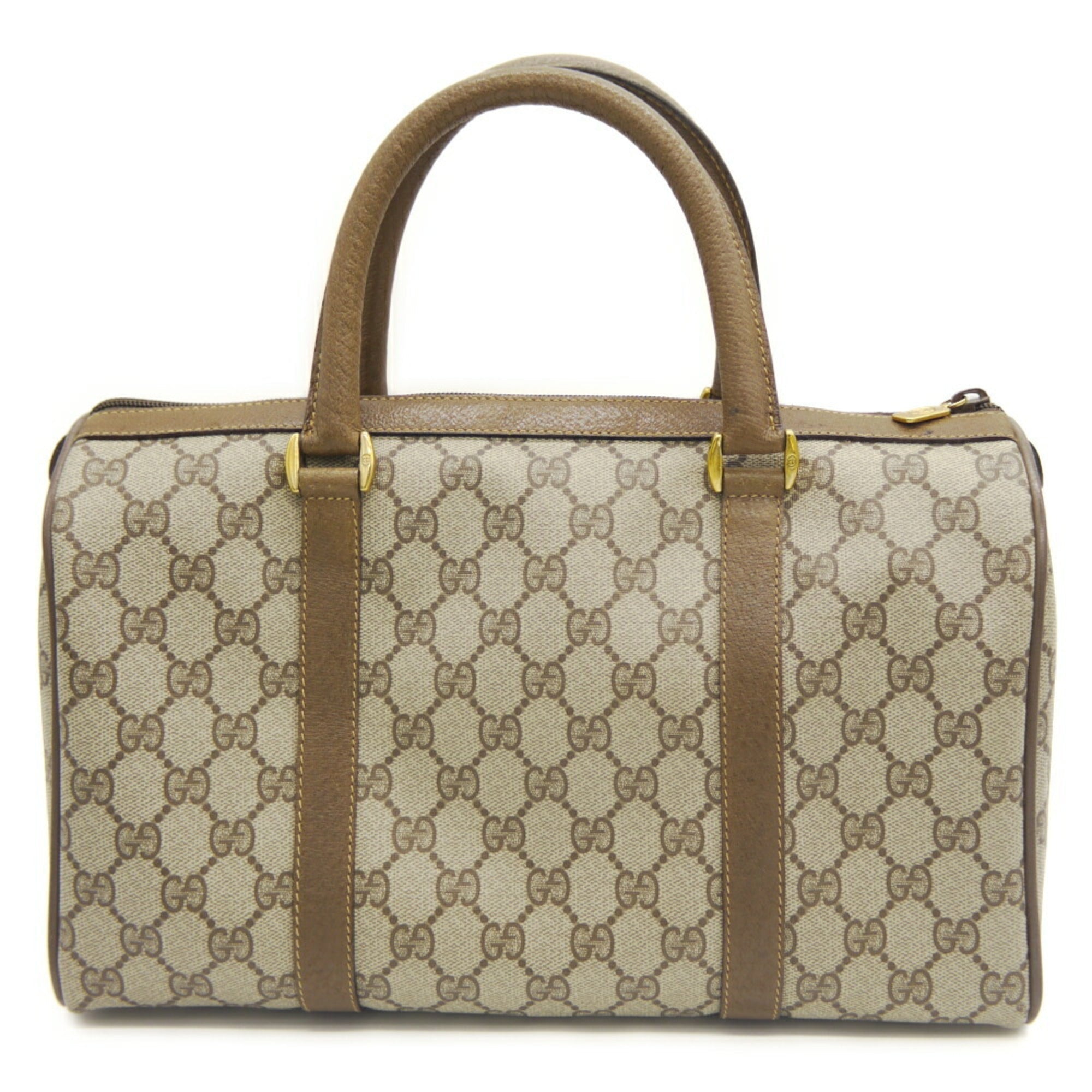 Gucci Beige Pvc Leather Boston Bag (Pre-Owned)