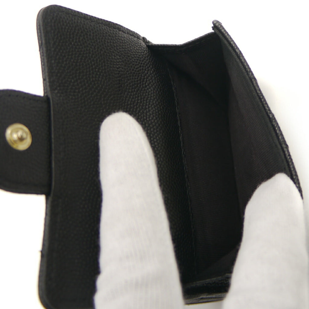 Chanel Black Grained Calfskin Wallet (Tri-Fold) (Pre-Owned)
