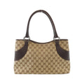 Gucci Beige Gg Canvas Leather Handbag (Pre-Owned)
