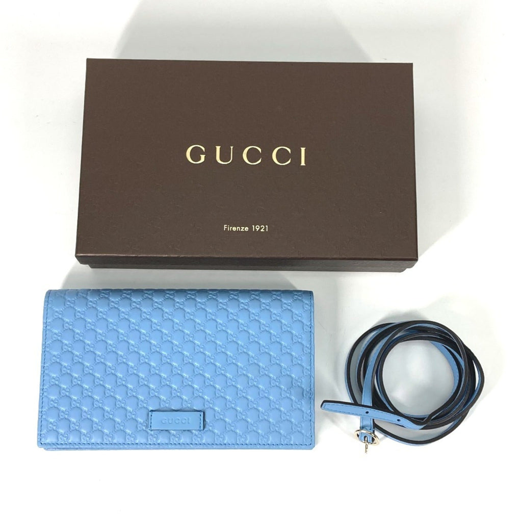 Gucci Blue Leather Chain/Shoulder Wallet (Pre-Owned)